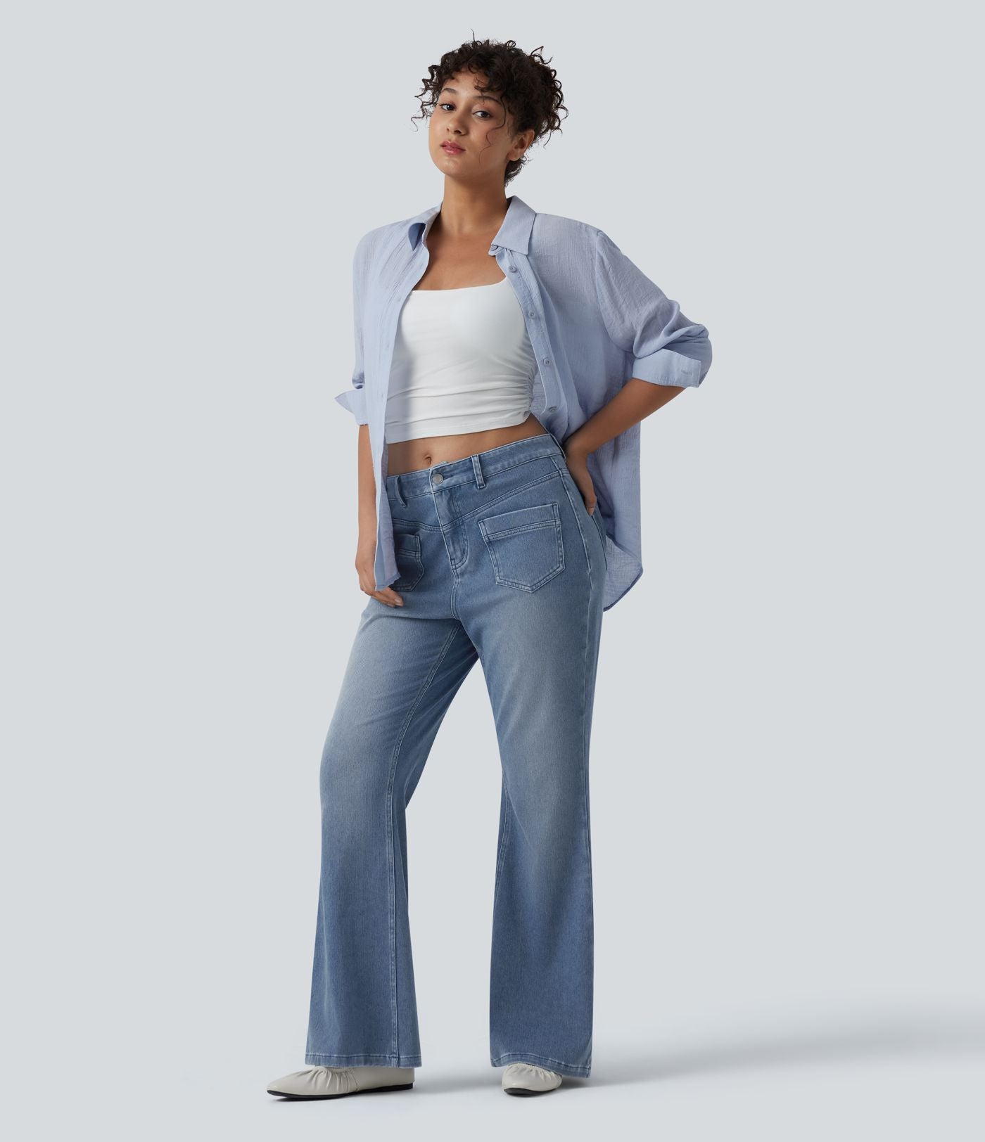 Jean évasé Halara Flex™ casual taille mi-haute avec poches