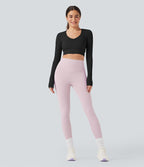 Haut de sport yoga court ajusté jacquard à manches longues sans couture OneForm Seamless Flow