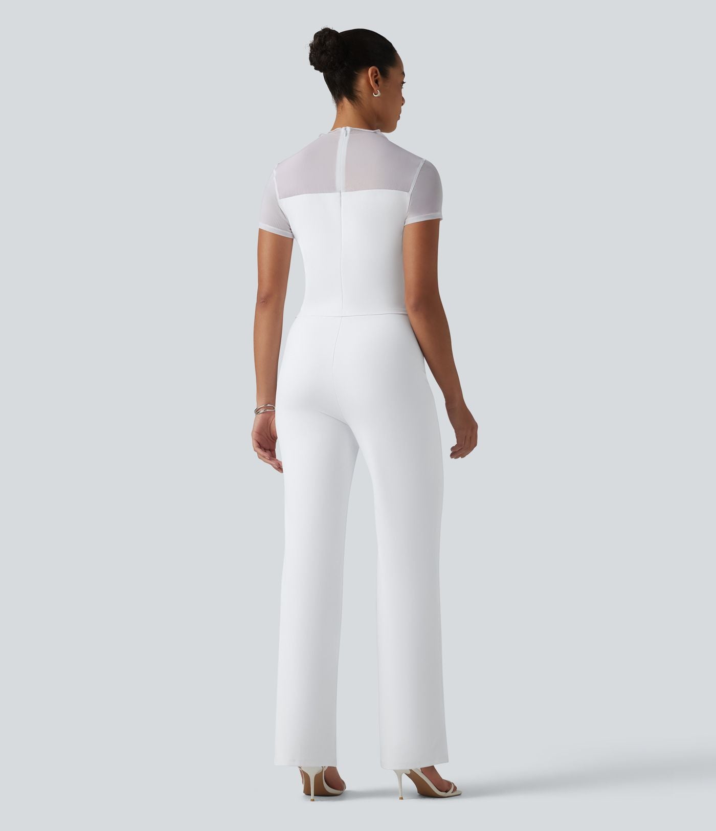 DayStretch Combinaison col rond à manches courtes avec empiècements en mesh contrasté – Édition Easy Peasy