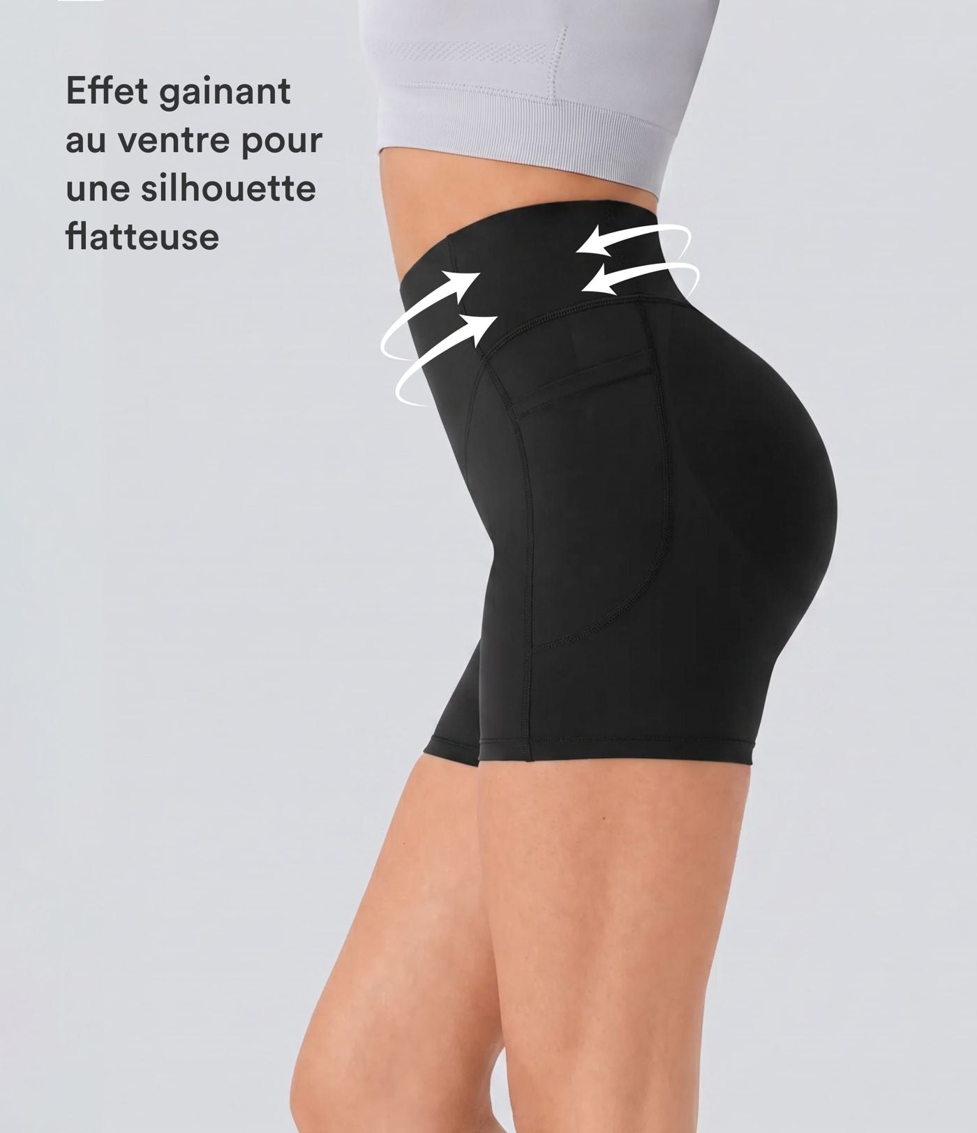 Short cycliste 12,5 cm d'entraînement gainant galbant taille haute avec effet scrunch et poches Halara UltraSculpt™