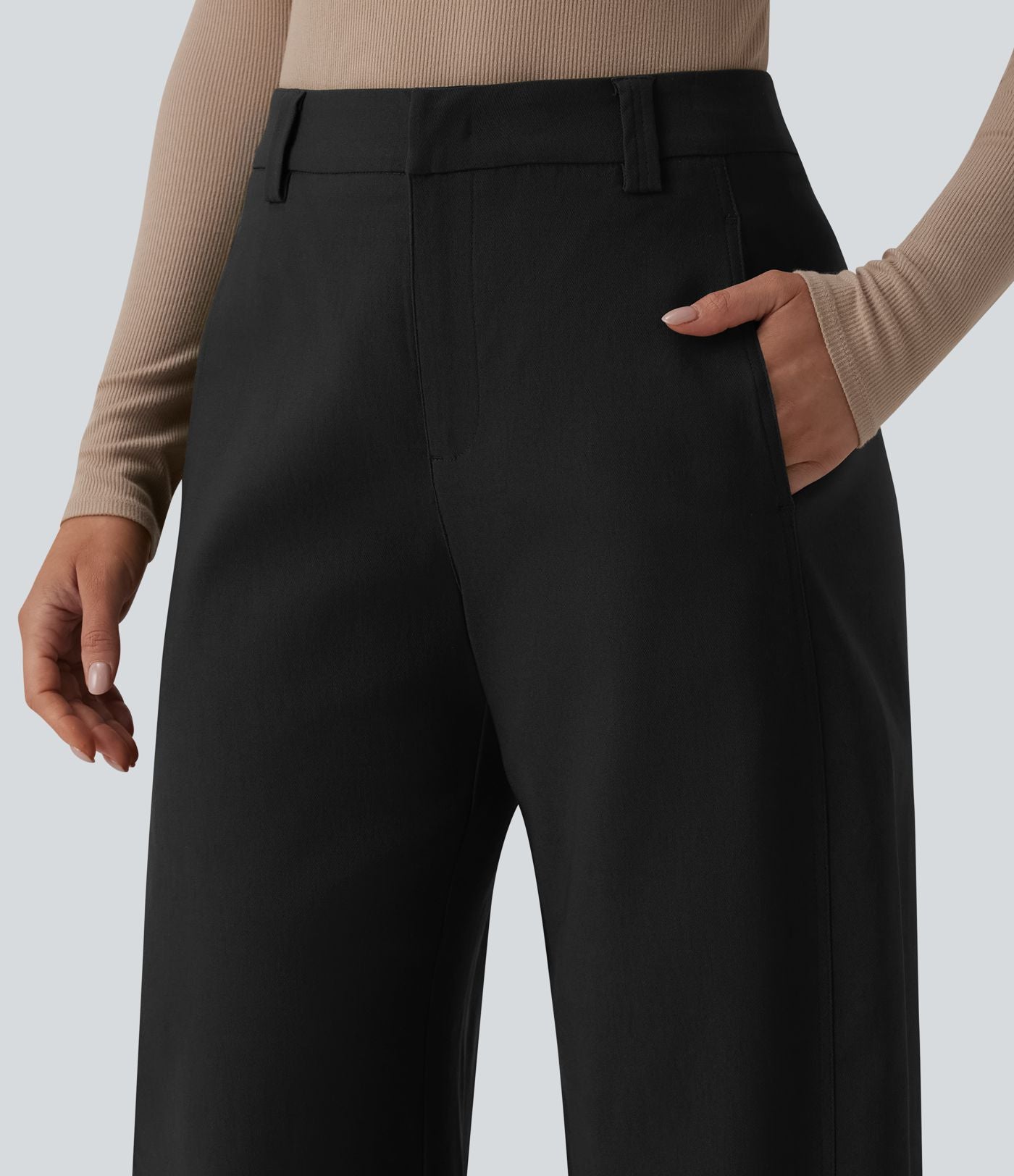 Pantalon tailleur barrel taille mi-haute avec poches