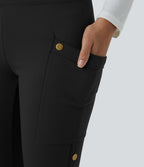 Pantalon taille haute ajusté longueur cheville avec poches décoratives DayStretch