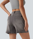 Halara Flex™ Short en denim taille mi-haute ourlet retroussé 12,5 cm avec poches