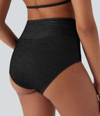 Bas de bikini maillot de bain côtelé taille basse croisé