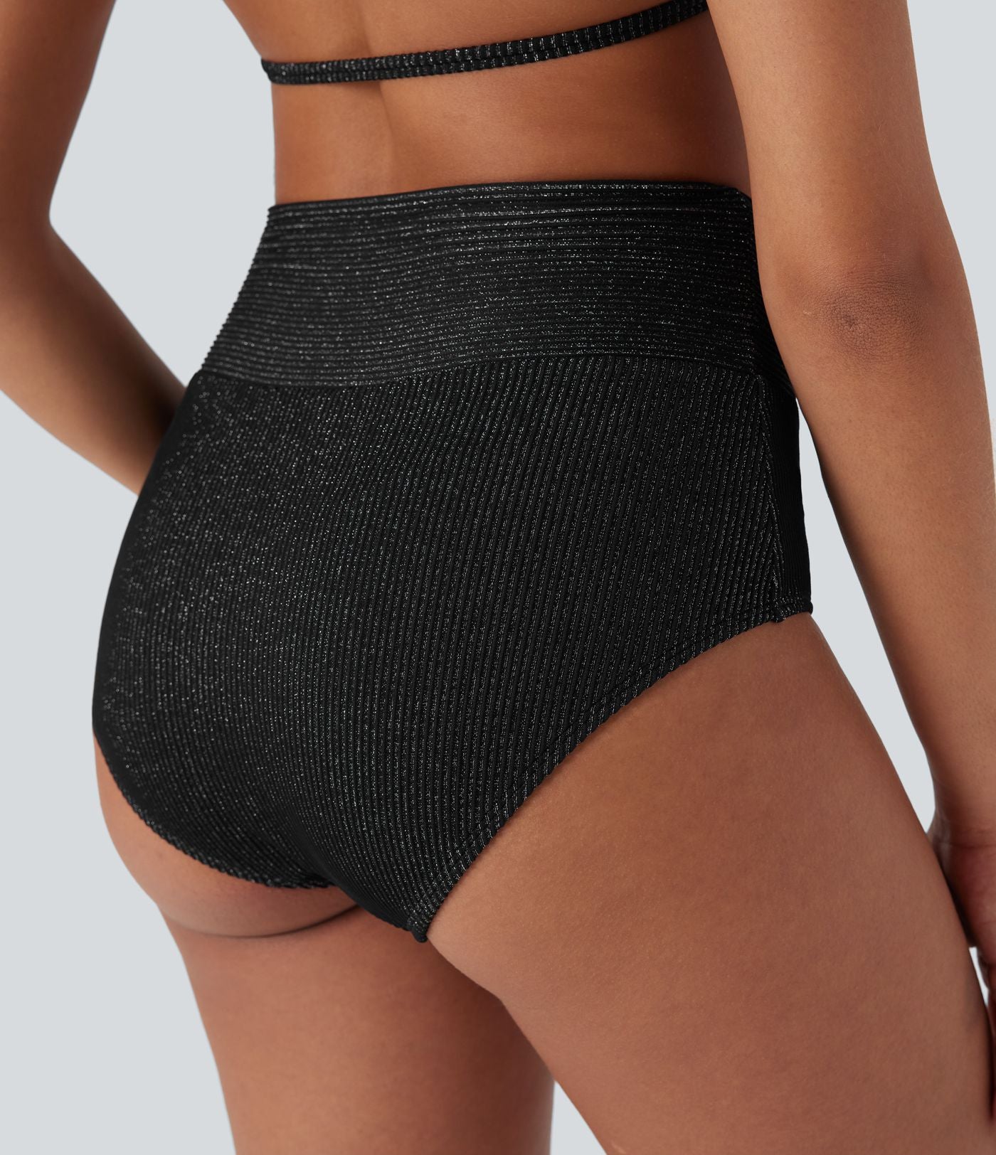 Bas de bikini maillot de bain côtelé taille basse croisé