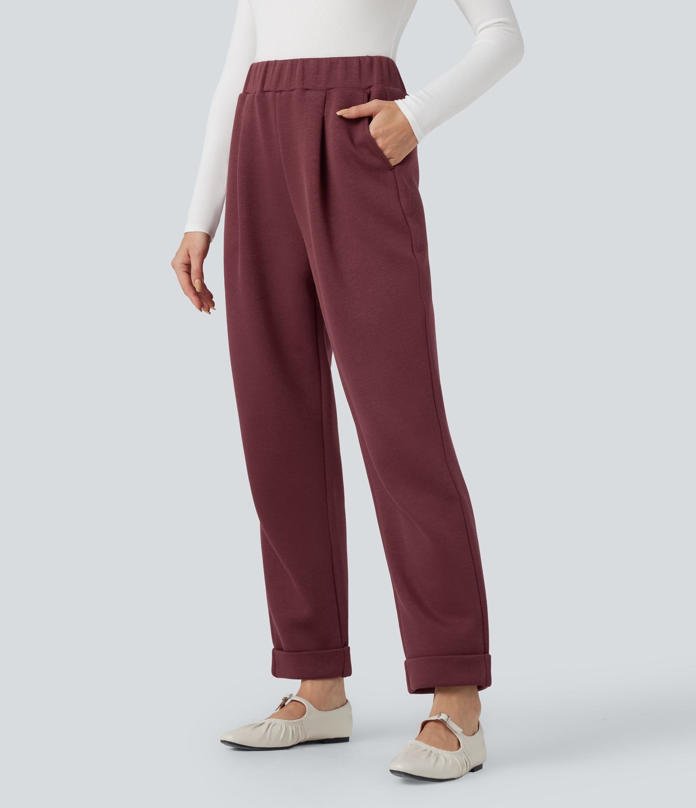 Pantalon décontracté SpacerTek™ taille haute, coupe fuselée avec poches