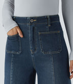 Halara Flex™ Jean large Palazzo et Taille Haute avec Poches Avant en Tricot Extensible Lavé