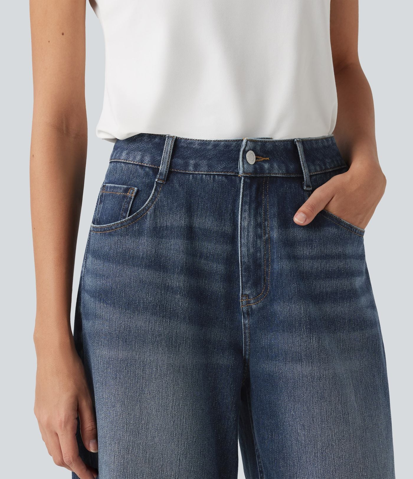 Jean coupe barrel Halara Flex™ taille haute avec poches