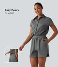 Combinaison short casual à manches courtes rayée avec poches — Édition Easy Peasy