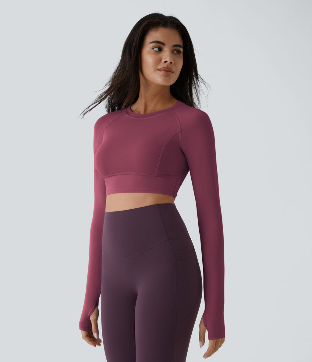 Top Sport Yoga Uni à Trou pour le Pouce Coupe Courte