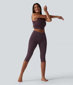 SoftlyZero™ Legging corsaire de yoga croisé taille haute avec dentelle contrastée et poches - UPF50+