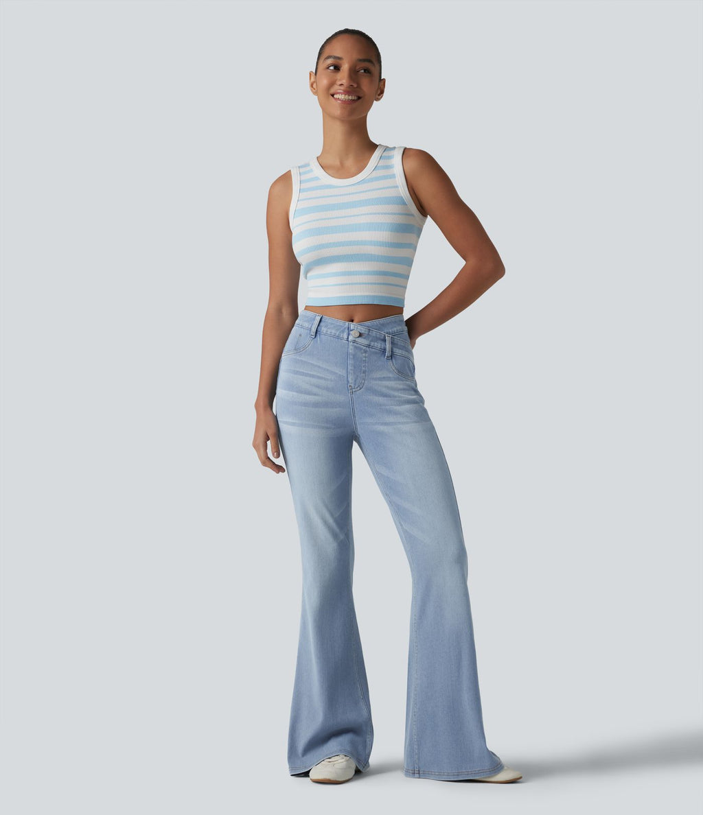 Jean Halara Flex™ taille haute croisé gainant bootcut décontracté avec poches