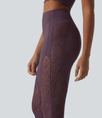 Pantalon de yoga évasé gainant taille haute avec dentelle contrastée et poche Halara UltraSculpt™