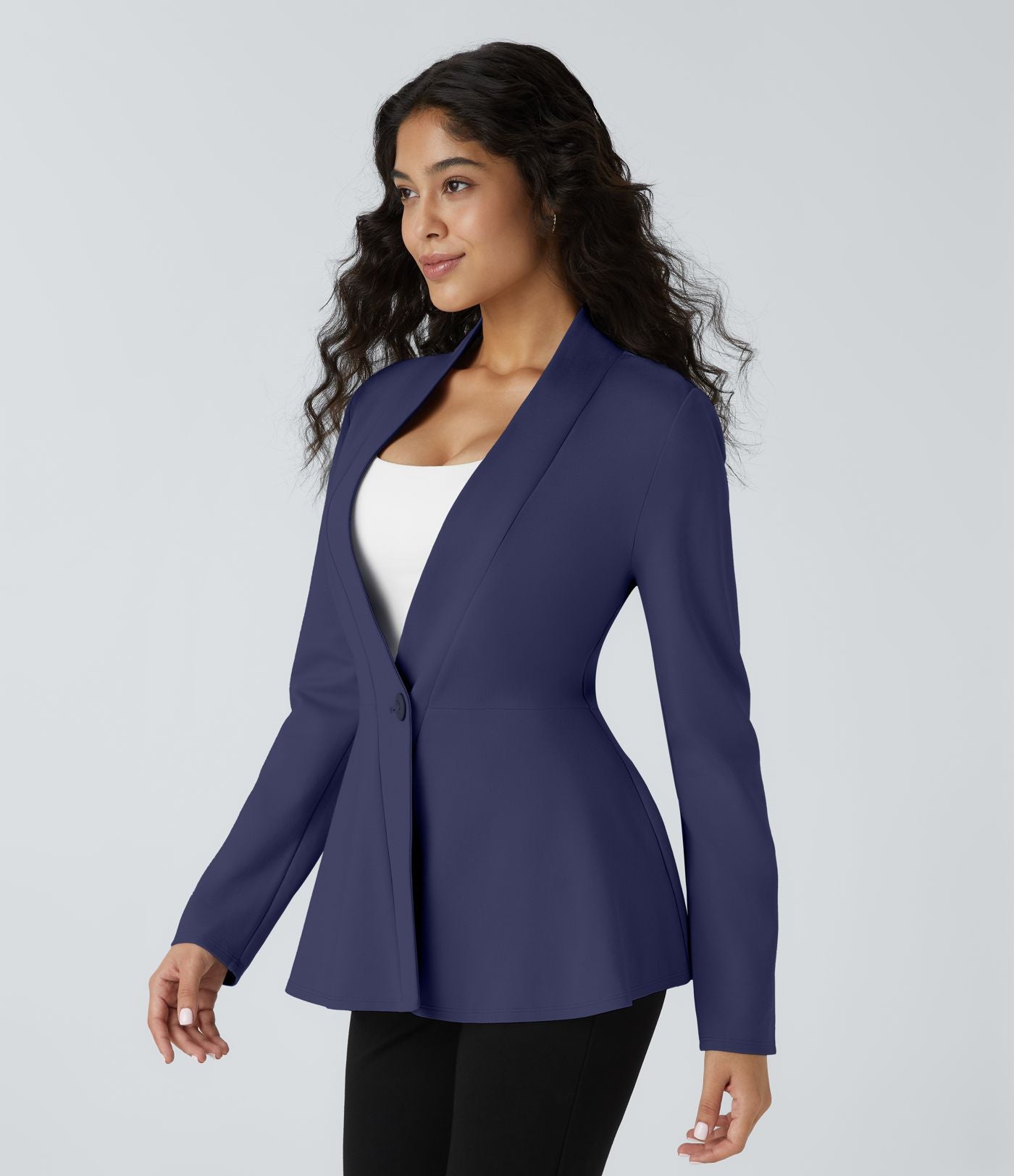 Veste péplum de travail col en V avec un bouton