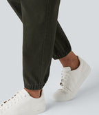 Jogging cargo chino coton taille haute avec poches