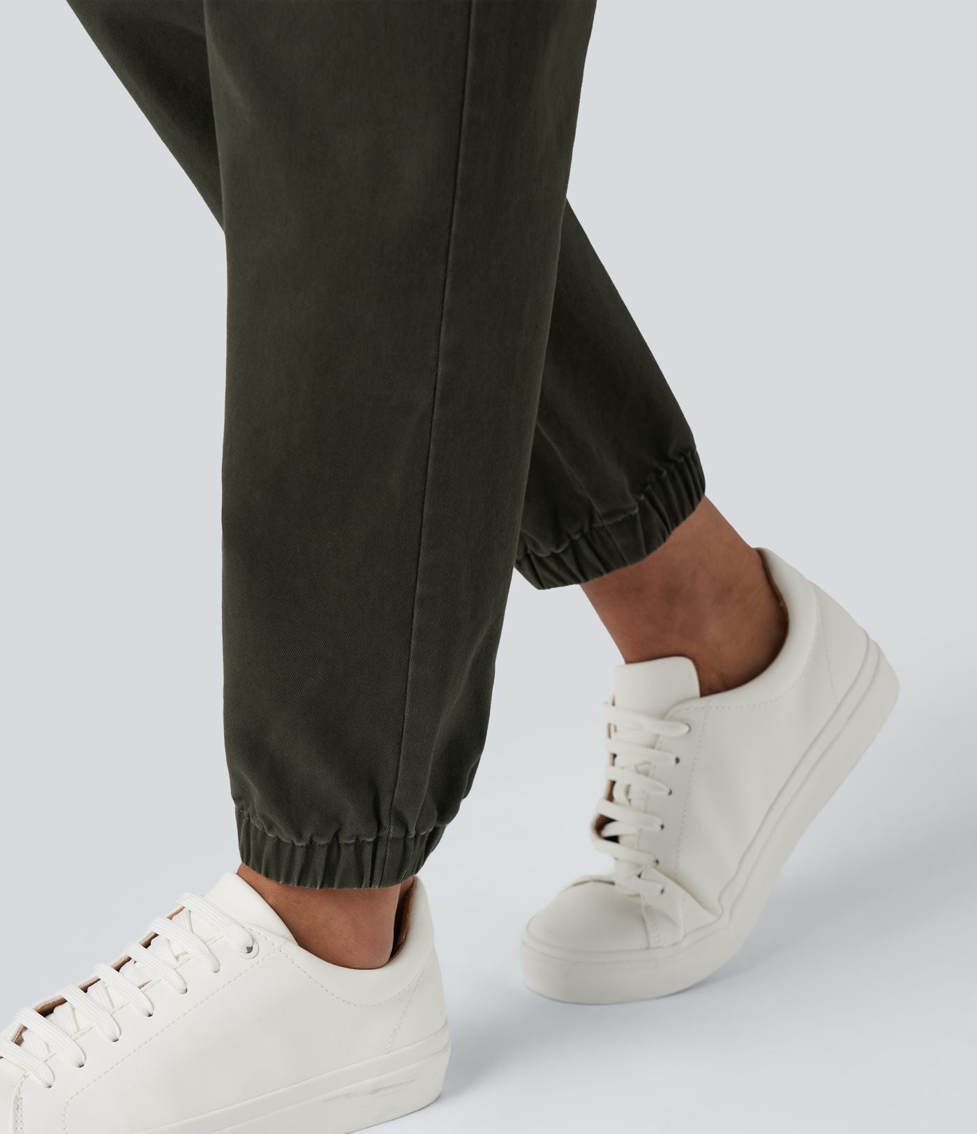 Jogging cargo chino coton taille haute avec poches