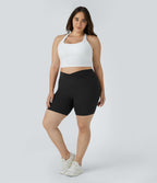 Softlyzero™ Short Biker Taille Haute Crossover Poches Latérales Yoga Grande Taille 17,5cm
