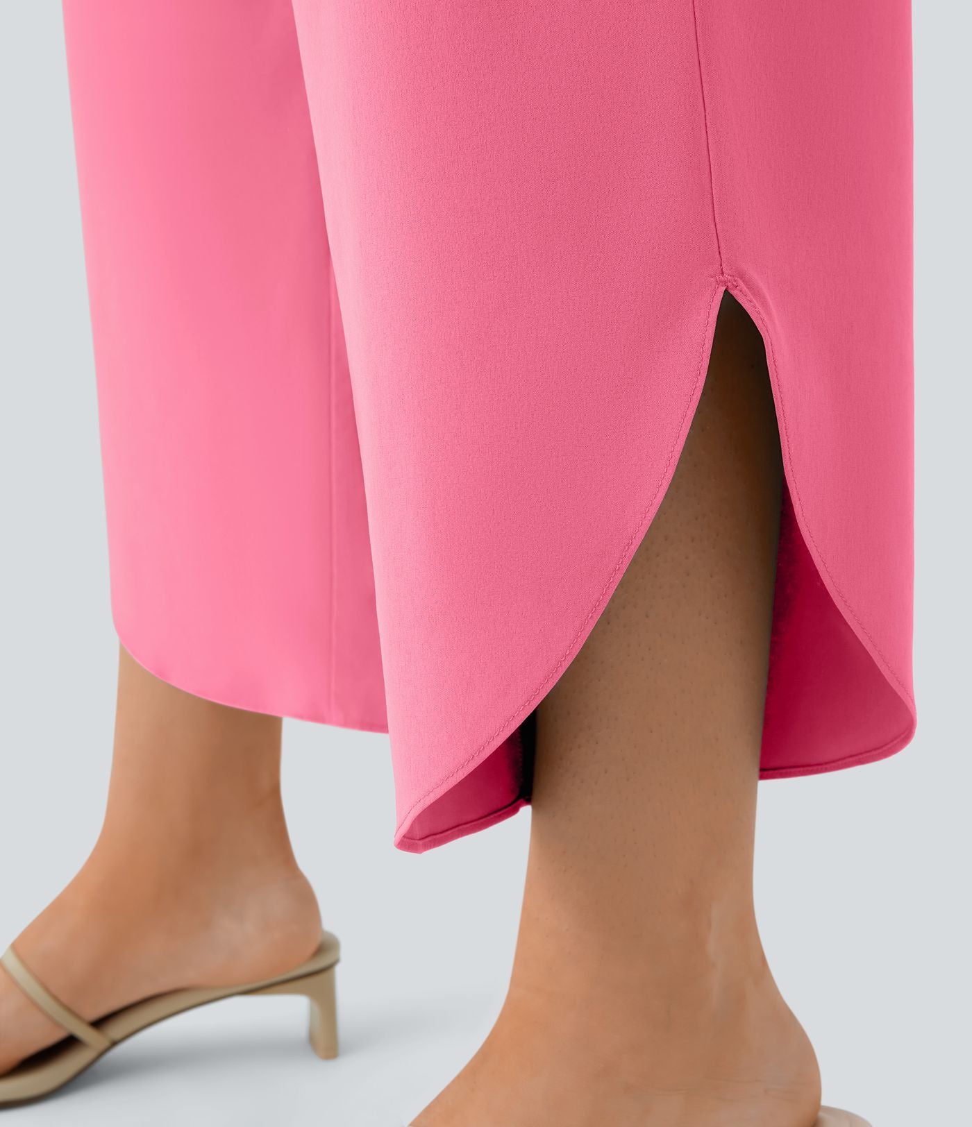 Breezeful™ Pantalon Fluide Vacances Séchage Rapide Taille Haute Croisée Poches Latérales Plissées Fente