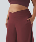 Pantalon corsaire grande taille large SoftlyZero™ Airy taille haute croisée effet frais InstantCool avec poches
