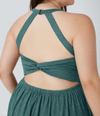 Combinaison-short de séjour grande taille 2-en-1 dos nu torsadée avec poches - Easy Peasy Edition