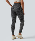 Legging de running 7/8 gainant Halara UltraSculpt™ imprimé léopard taille haute ventre plat avec poches