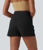 Short tailleur plissé taille haute avec poches