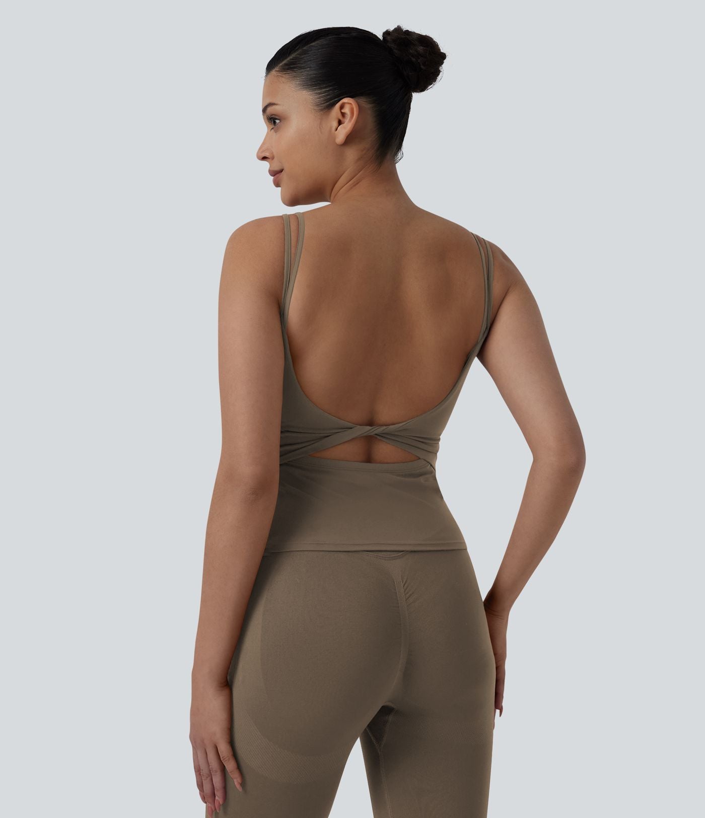 Débardeur court yoga dos nu torsadé doubles bretelles Halara UltraSculpt™ - Longueur allongée