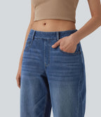 Jean Barrel 7/8 Halara Flex™ casual taille basse jambes tonneau avec poches