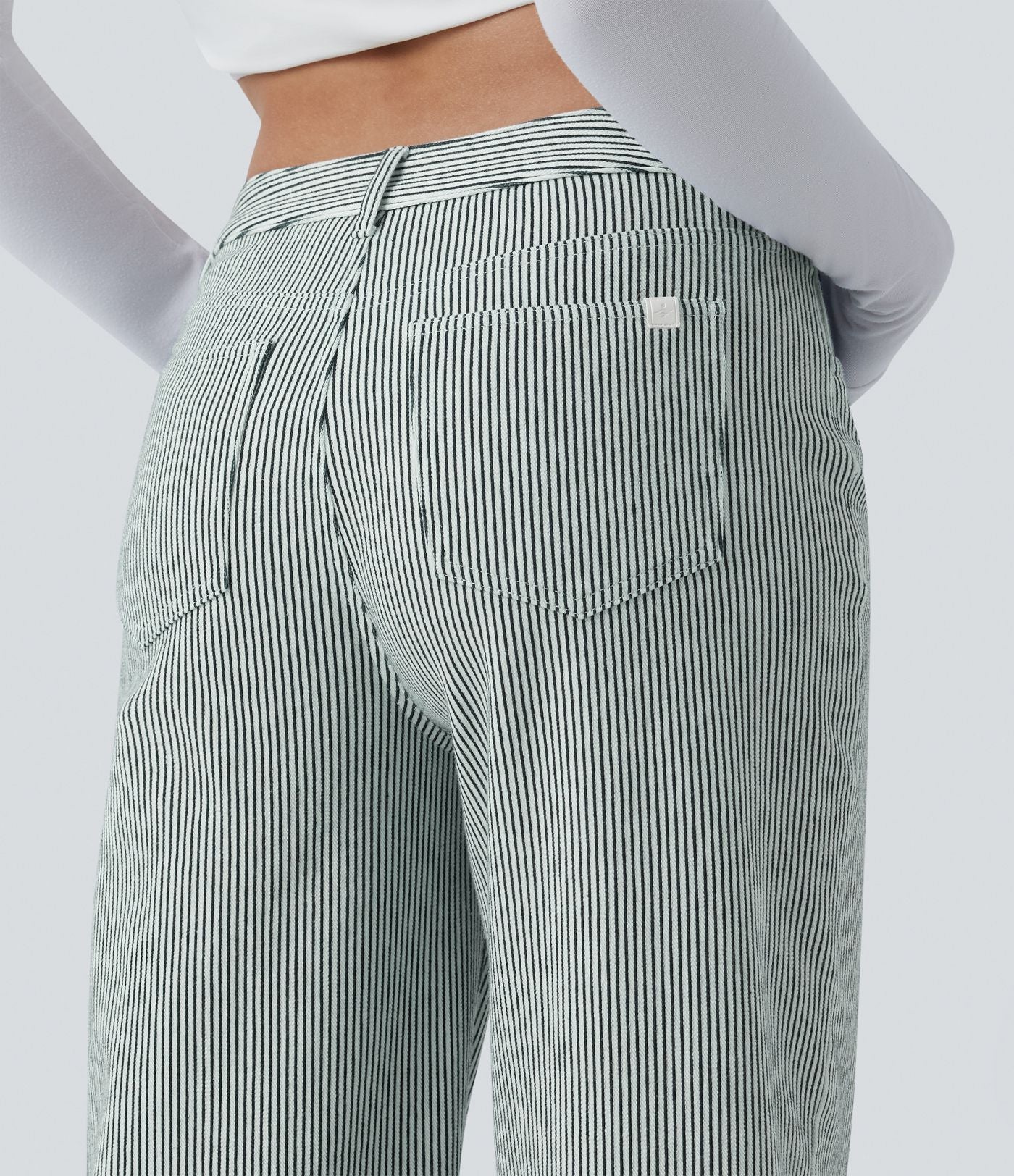 Jean ample Halara Flex™ asymétrique casual à rayures taille mi-haute avec poches