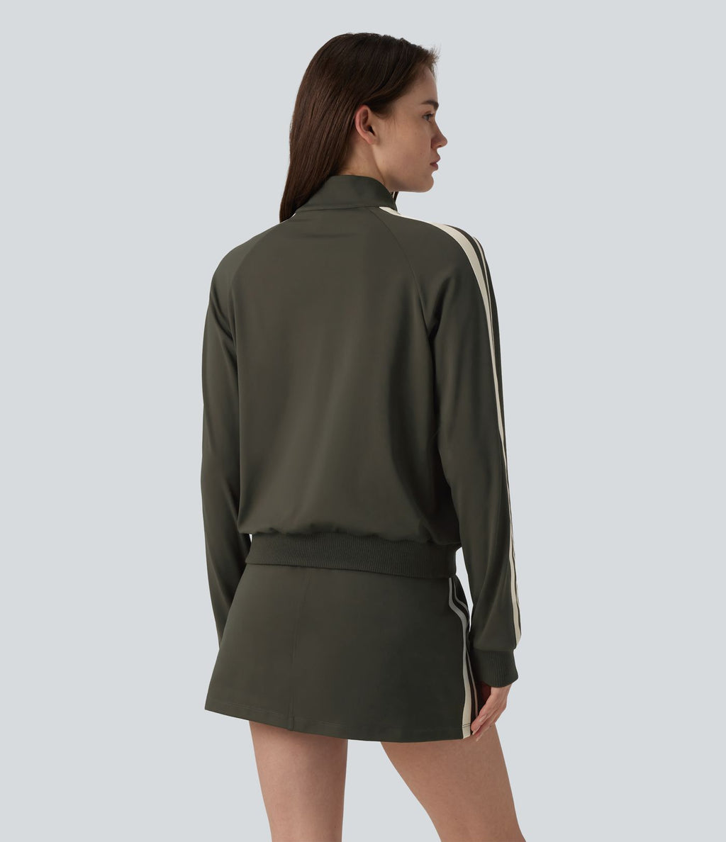 Veste de sport DayStretch col montant color block à rayures avec poches