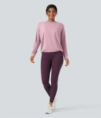 Haut de sport yoga col rond manches longues froncé - UPF50+