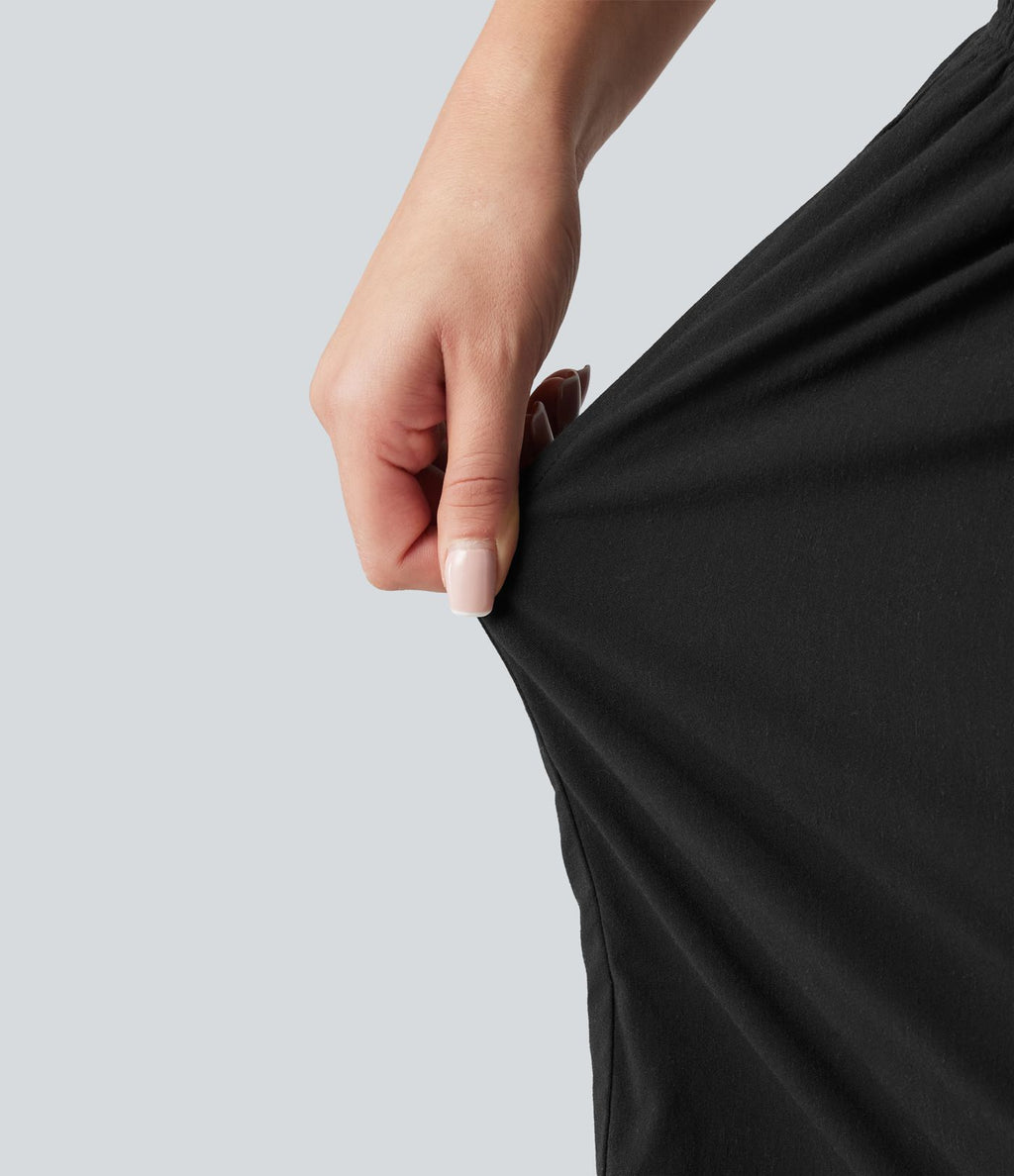 Short décontracté taille haute en lin stretch 12,5 cm avec poches