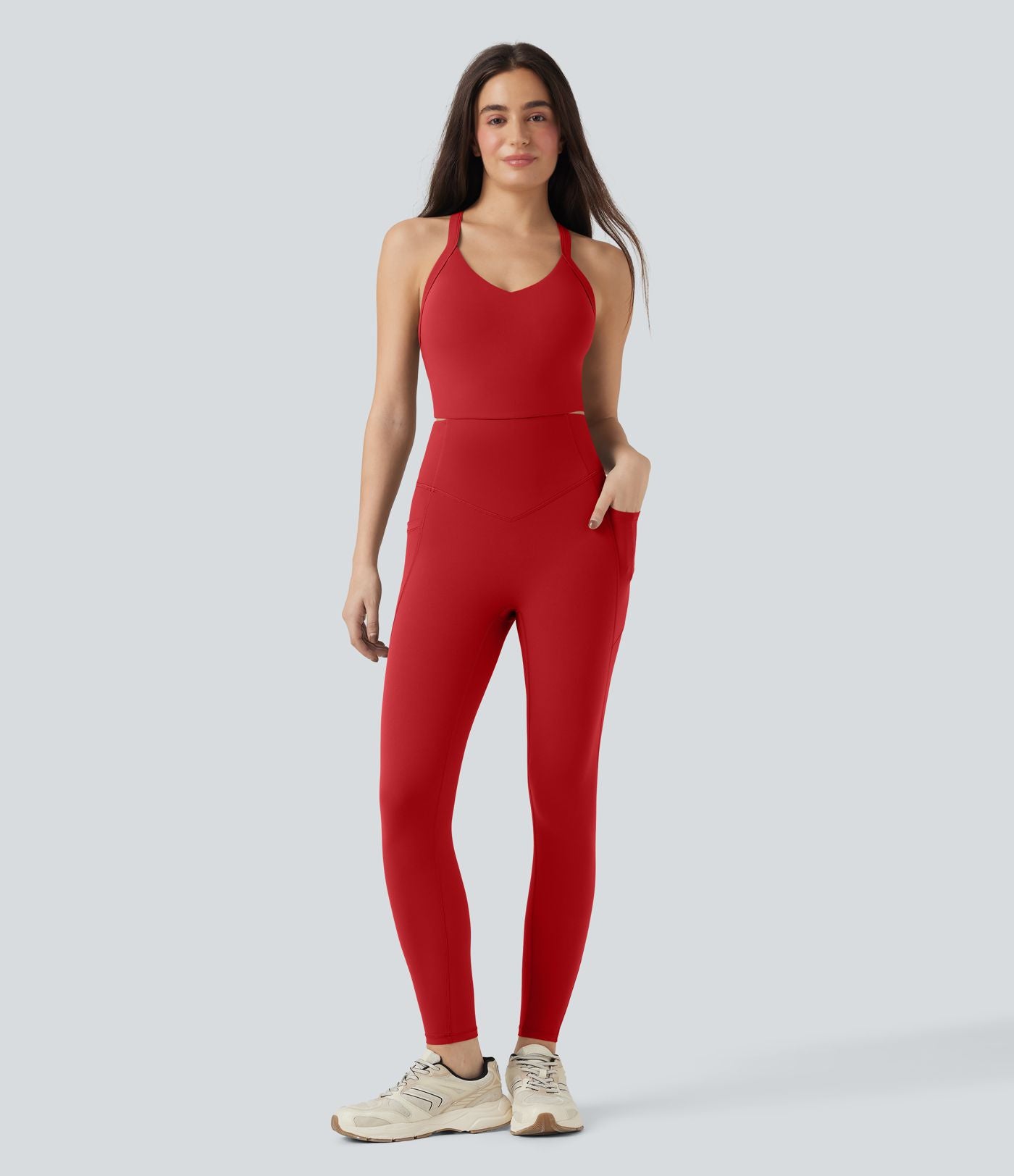Combinaison-pantalon d'entraînement gainante avec poches - Édition Easy Peasy Halara UltraSculpt™
