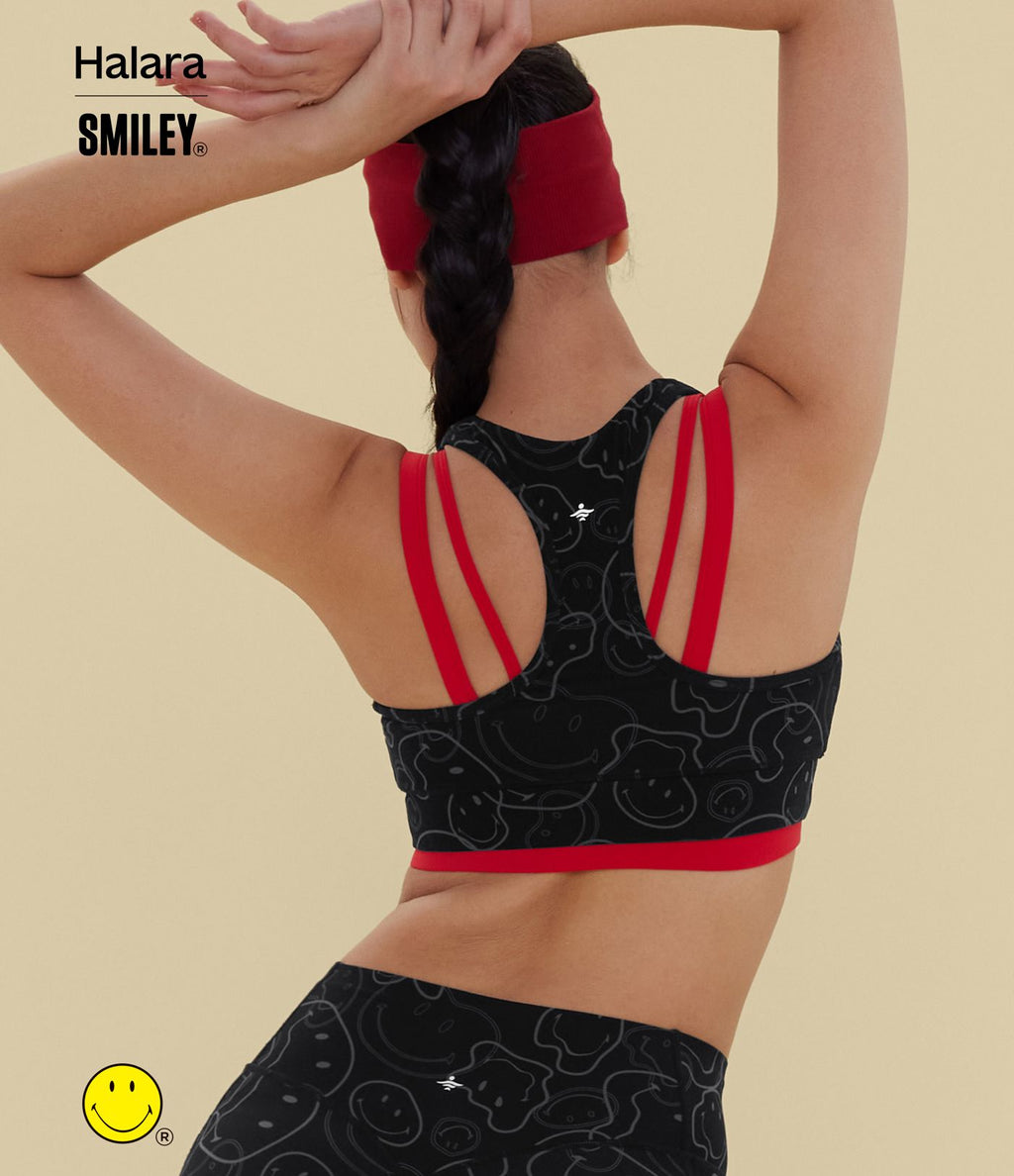 Brassière de sport training Halara X Smiley® Halara UltraSculpt™ maintien moyen col V dos nageur