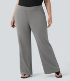 Pantalon tailleur évasé grande taille taille haute Halara Flex™ DayStretch avec poches zippées latérales