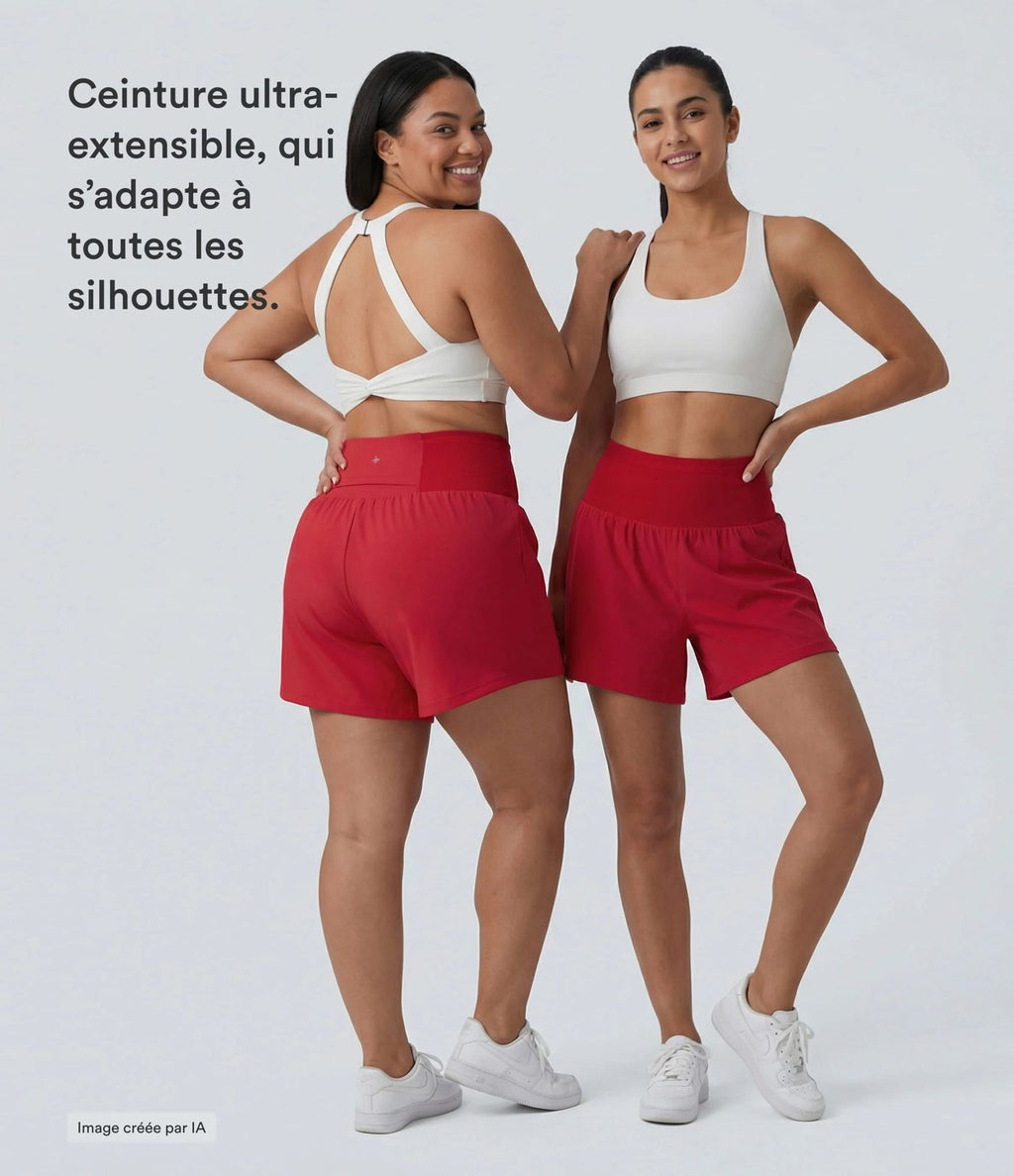 Short de yoga 2-en-1 SoftlyZero™ Airy gainant taille haute effet frais InstantCool avec poches