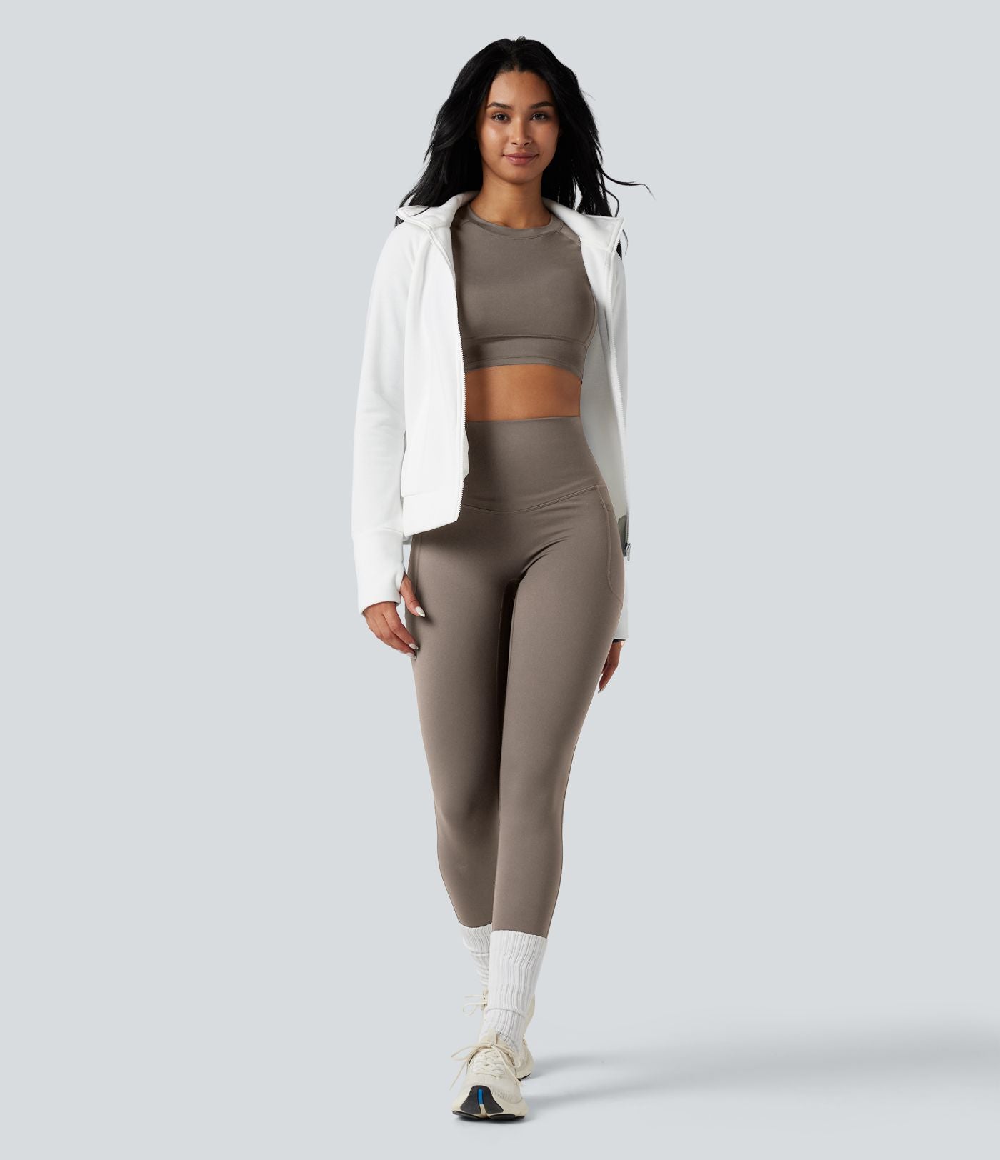 Legging running polaire thermique gainant croisé dos taille haute Halara UltraSculpt™ Heat avec poches