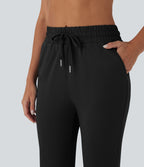 Pantalon corsaire jogging de danse taille haute à cordon avec poches latérales
