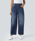 Jean Barrel 7/8 décontracté taille mi-haute avec poches Halara Flex™