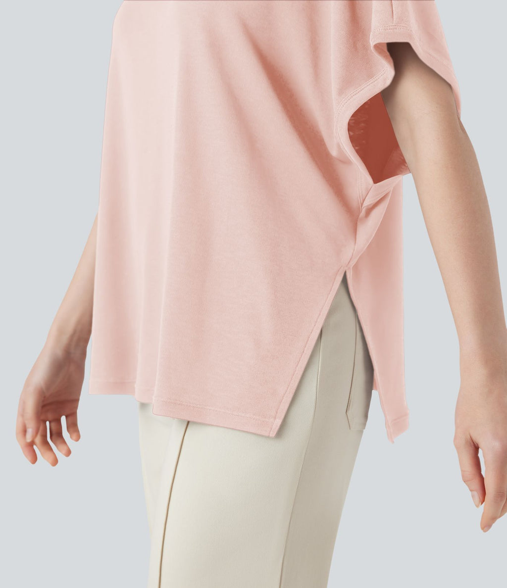T-shirt col rond manches chauve-souris coupe décontractée