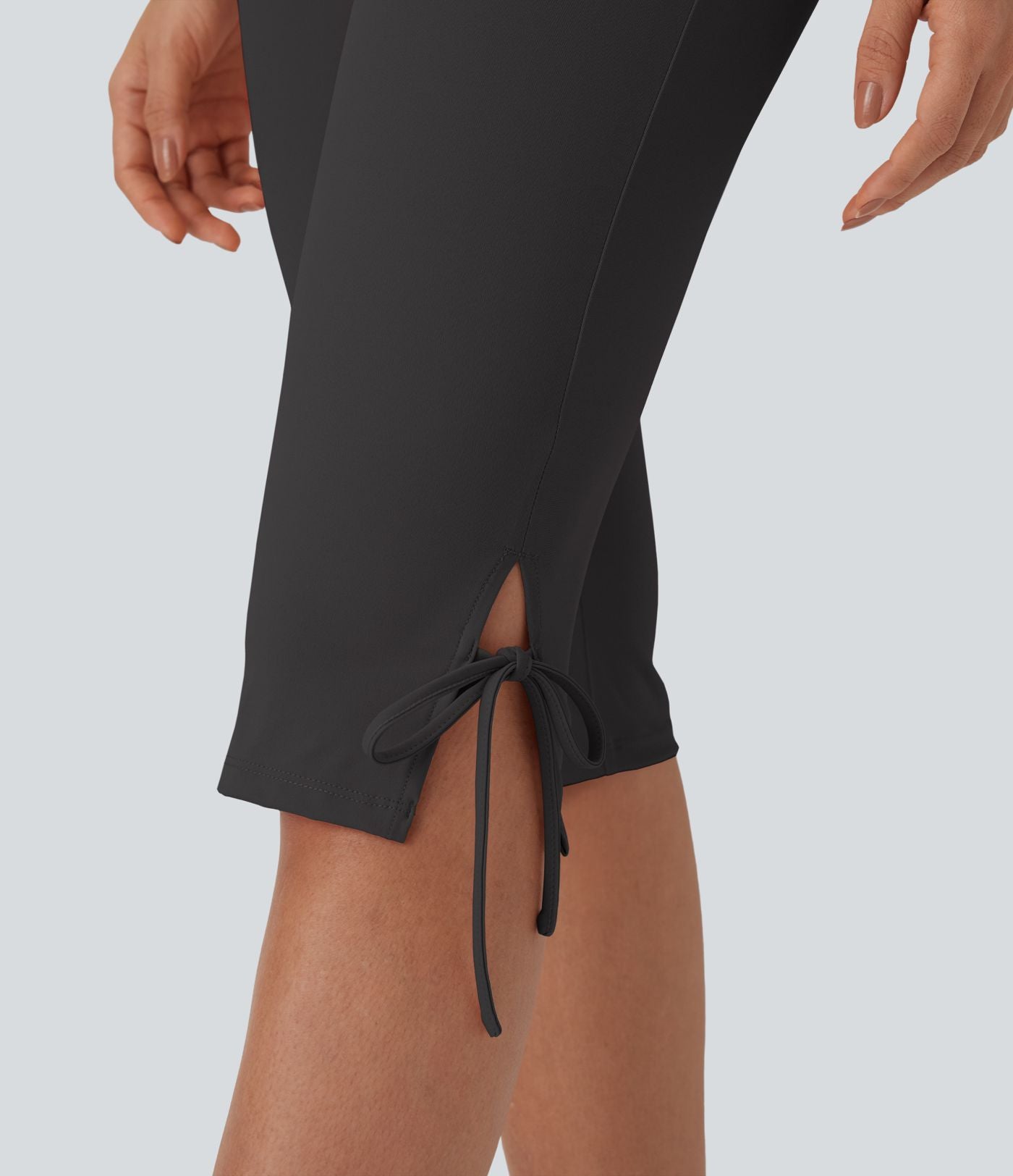 Pantalon corsaire décontracté taille moyenne à laçage avec poches arrière