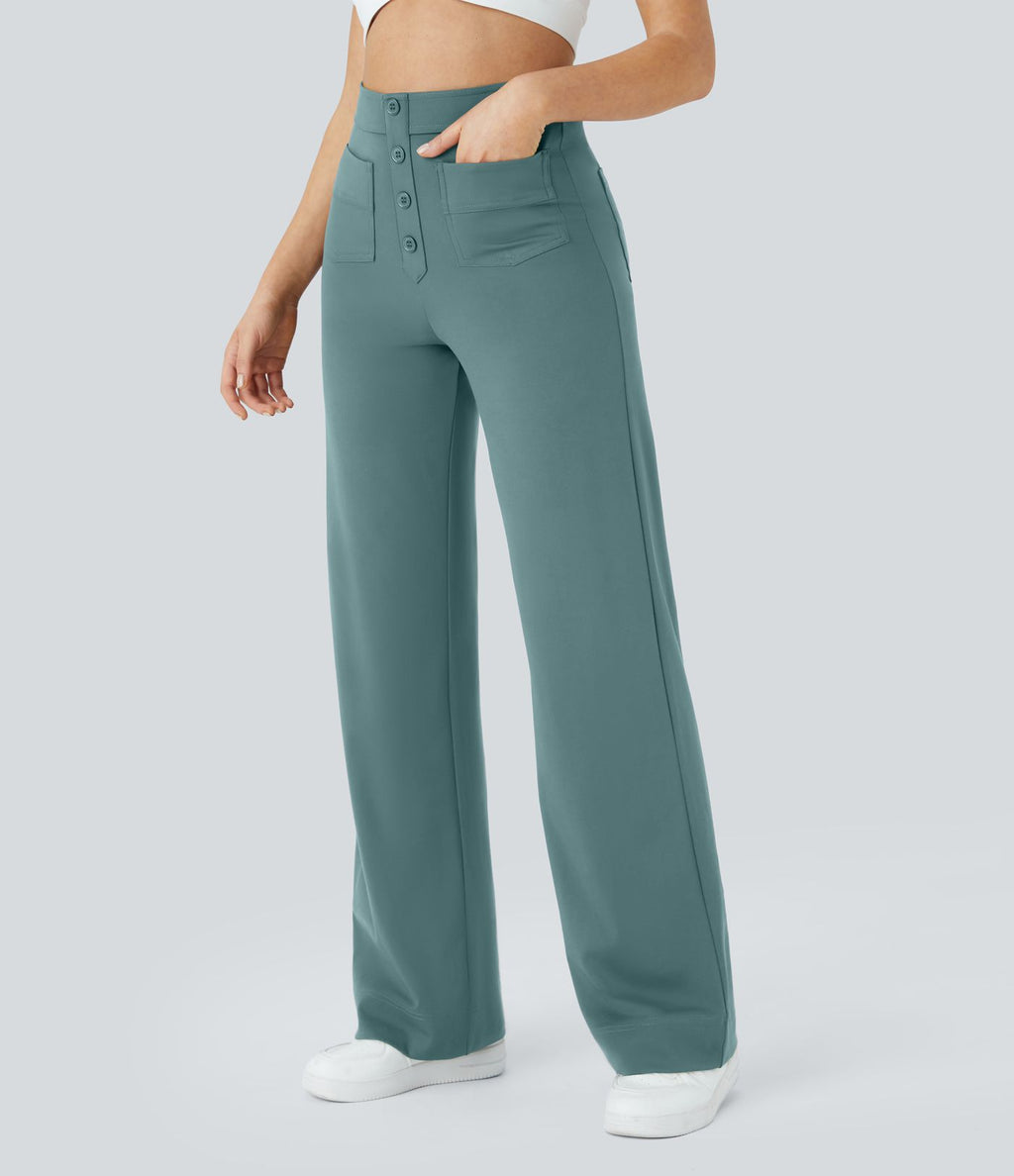 Pantalon taille haute coupe droite DayStretch avec poches