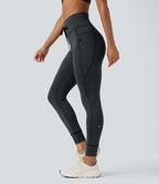 Legging de yoga rayé taille haute avec cordon de serrage et poches