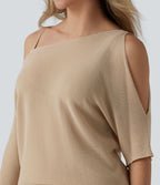 Pull décontracté asymétrique demi-manches