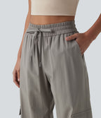Jogging cargo ample décontracté taille haute avec cordon de serrage avec poches