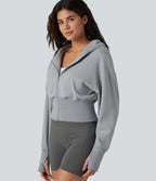 Sweat à capuche zippé avec manches raglan et passe-pouces