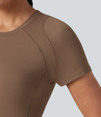 Haut de sport Softlyzero™ à manches courtes et col rond avec soutien-gorge intégré - Protection UPF50+