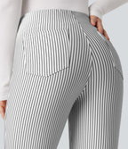 Pantalon de travail Halara Flex™ évasé à rayures, taille haute, avec poches