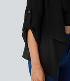 Veste cape décontractée à manches retroussées et coupe cascade