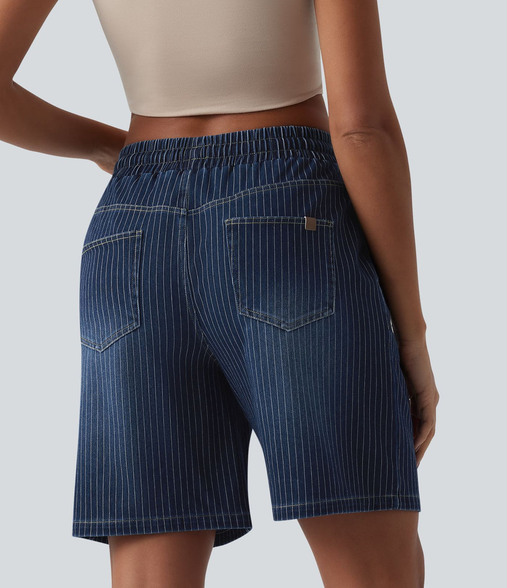 Halara Flex™ Short en denim taille mi-haute avec cordon de serrage et poches